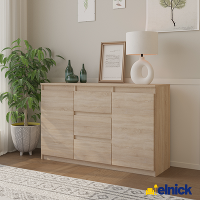 MIKEL - Kommode / Sideboard mit 3 Schubladen und 2 Türen - Sonoma Eiche