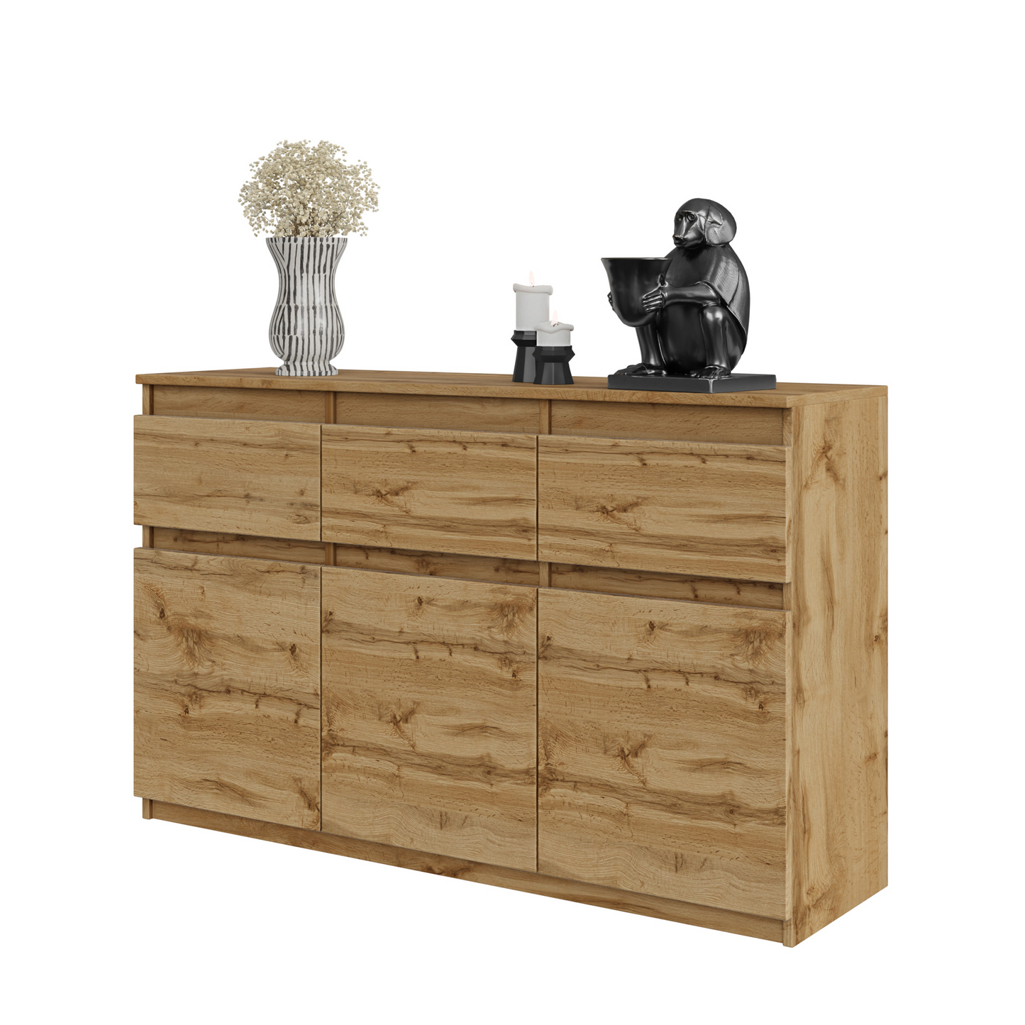 NOAH - Kommode / Sideboard mit 3 Schubladen und 3 Türen - Wotan Eiche