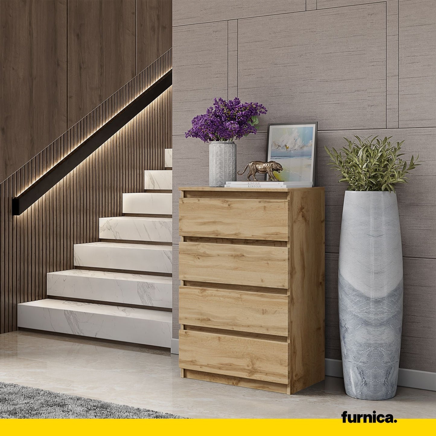 GABRIEL - Kommode / Sideboard mit 4 Schubladen - Wotan Eiche