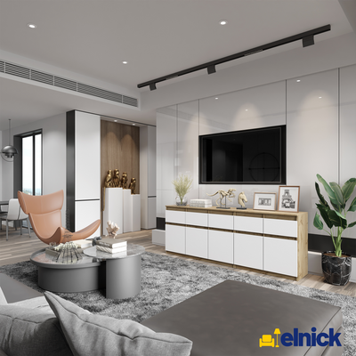 NOAH - Kommode / Sideboard mit 5 Schubladen und 5 Türen - Wotan Eiche / Weiß Matt