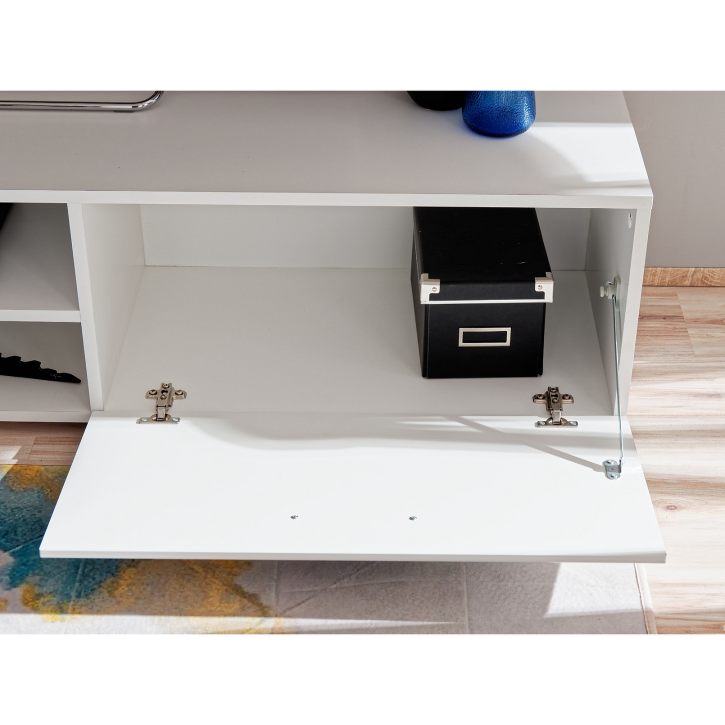 Wohnwand LAUREN II - Wohnzimmer-Möbel-Set - Weiß matt / Weiß Gloss