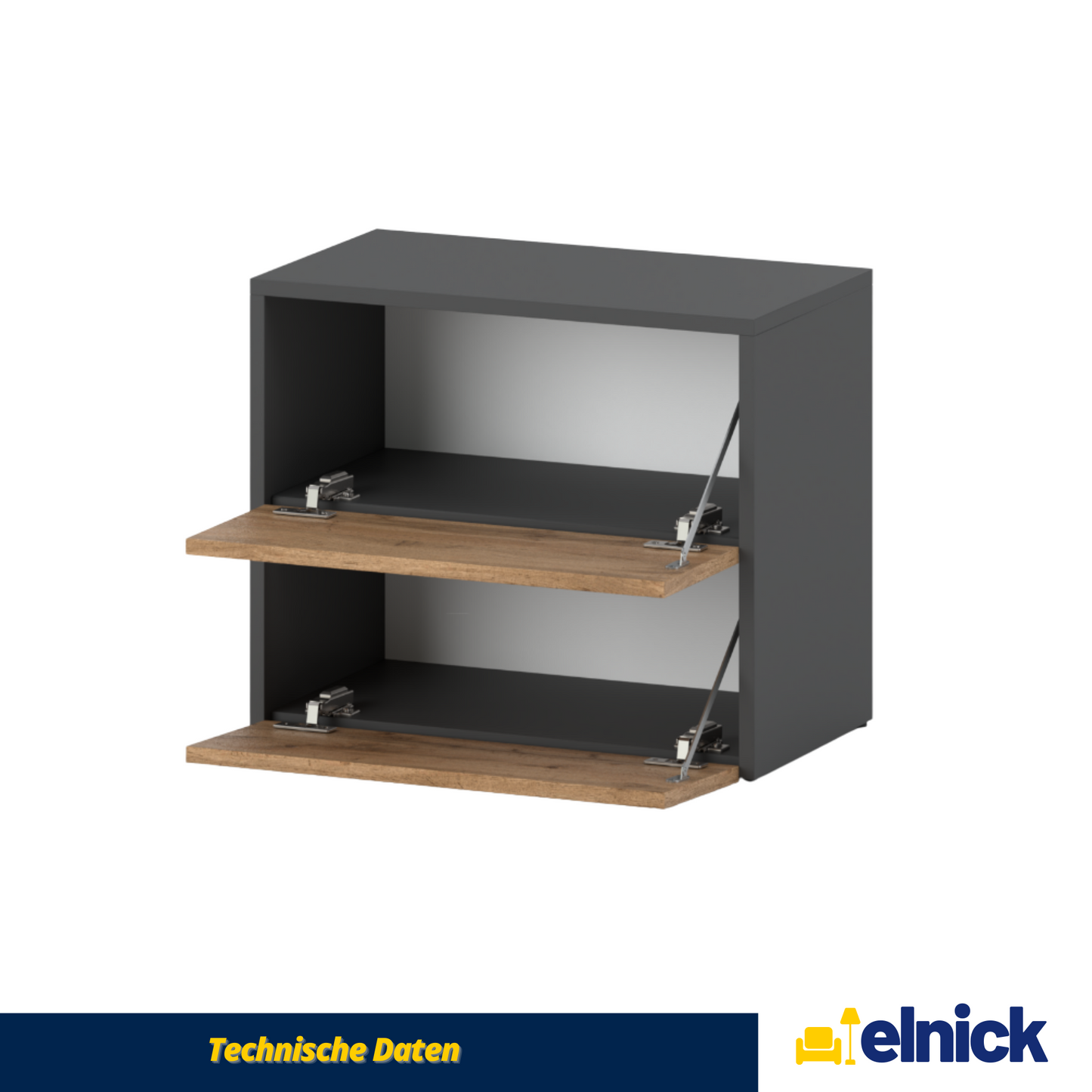 JACK - Schuhschrank - 2-stufig Schuhkipper - Anthrazit Grau / Wotan Eiche