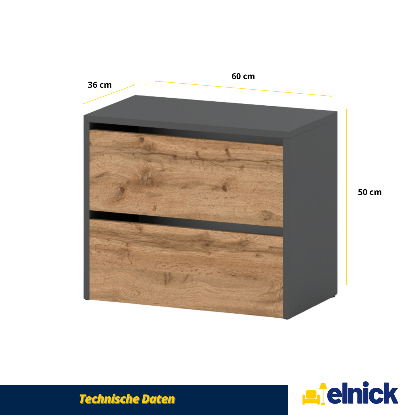 JACK - Schuhschrank - 2-stufig Schuhkipper - Anthrazit Grau / Wotan Eiche