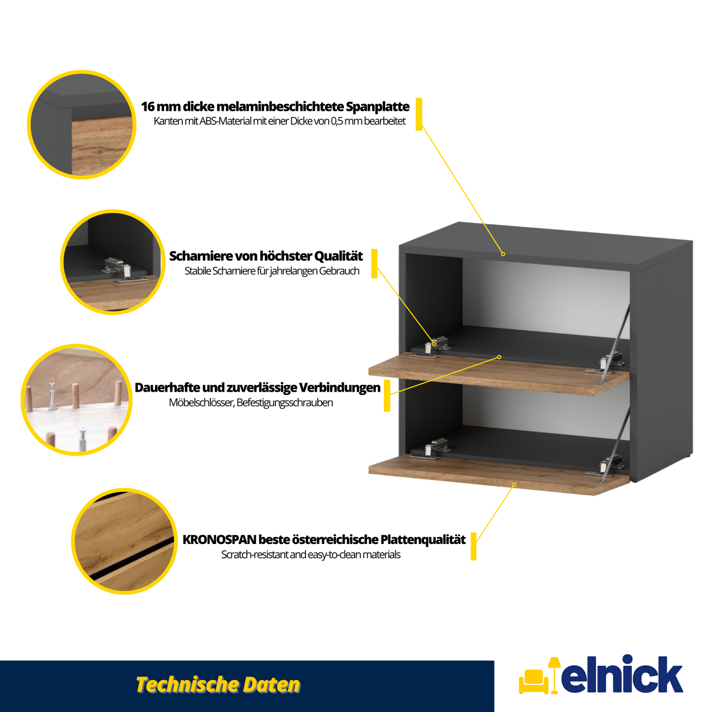 JACK - Schuhschrank - 2-stufig Schuhkipper - Anthrazit Grau / Wotan Eiche