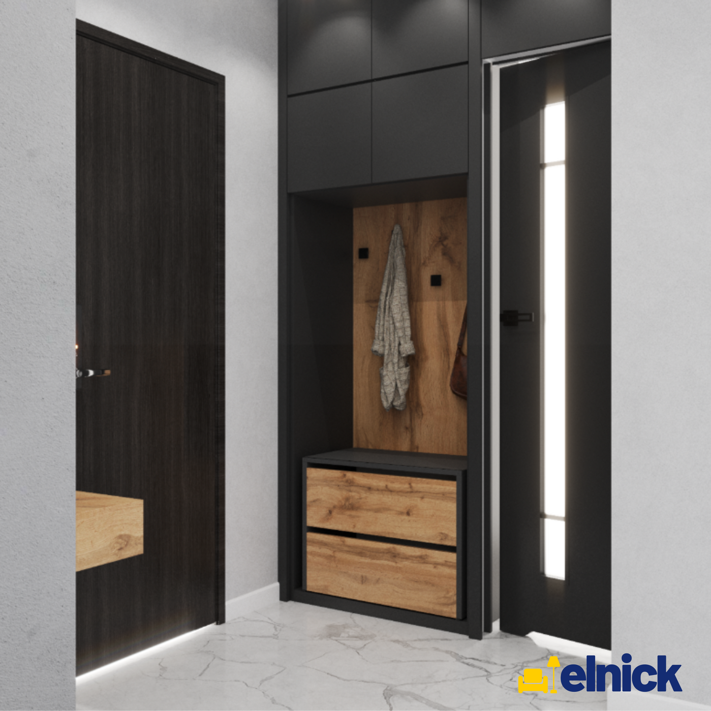 JACK - Schuhschrank - 2-stufig Schuhkipper - Anthrazit Grau / Wotan Eiche