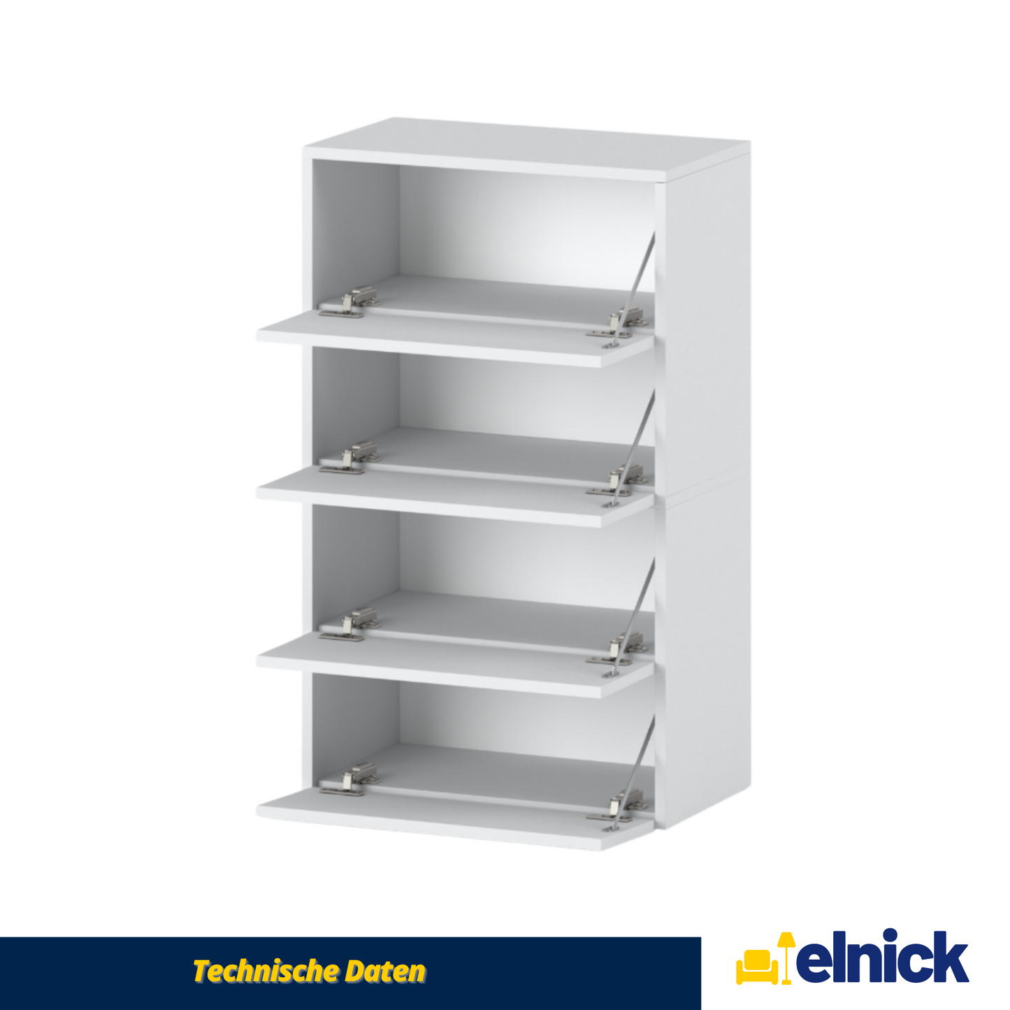 JACK - Schuhschrank - 4-stufig Schuhkipper - Weiß Matt H100cm B60cm T36cm