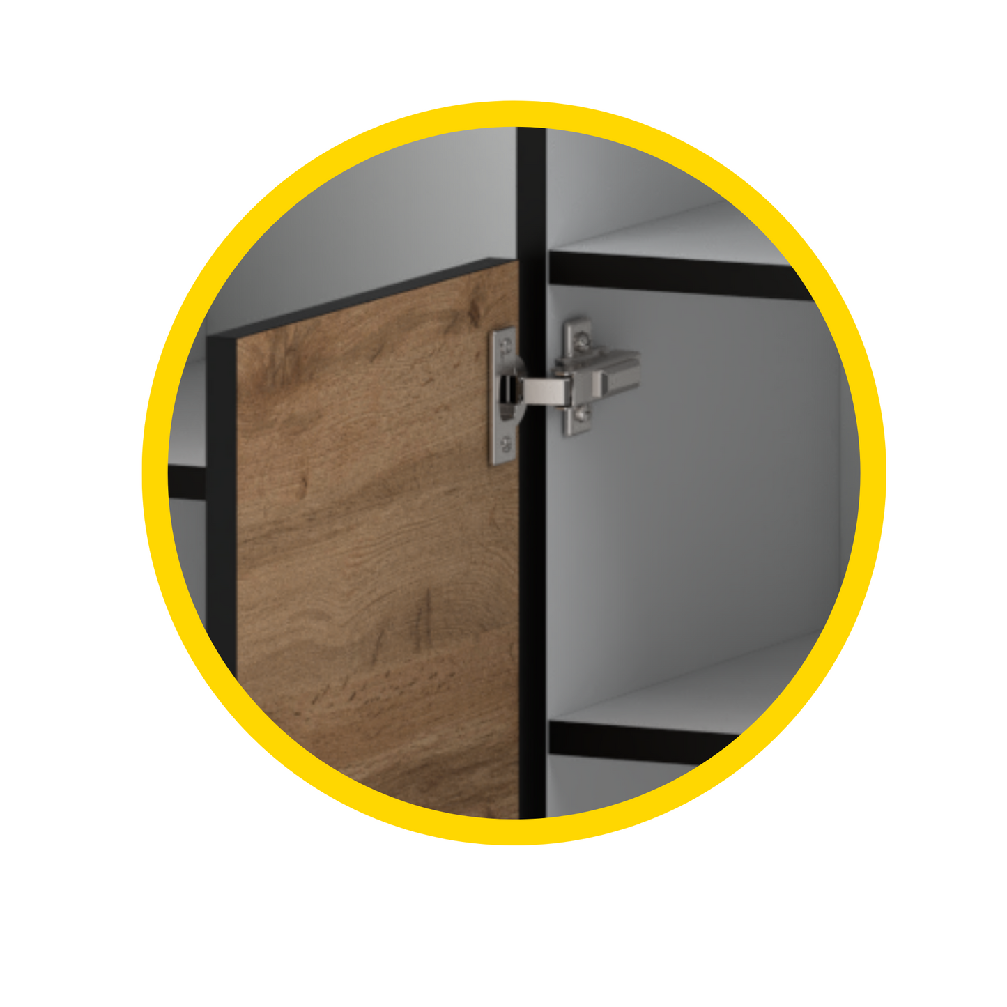CALVIN – TV-Schrank mit 4 Türen – Wohnzimmer Sideboard - Weiß Matt / Wotan Eiche