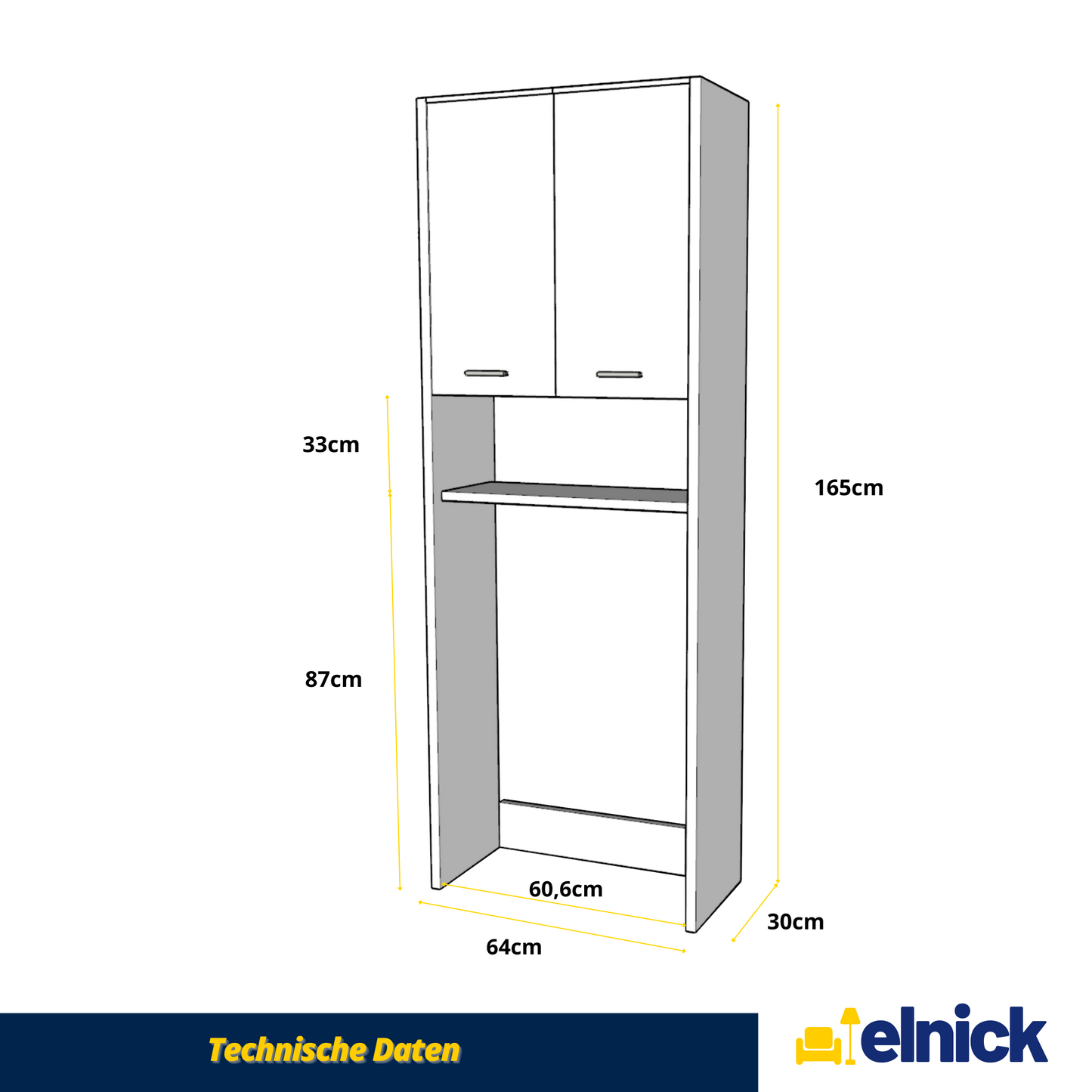 EMMA - Badezimmerschrank mit Türen und Einlegeböden - Weiß Matt