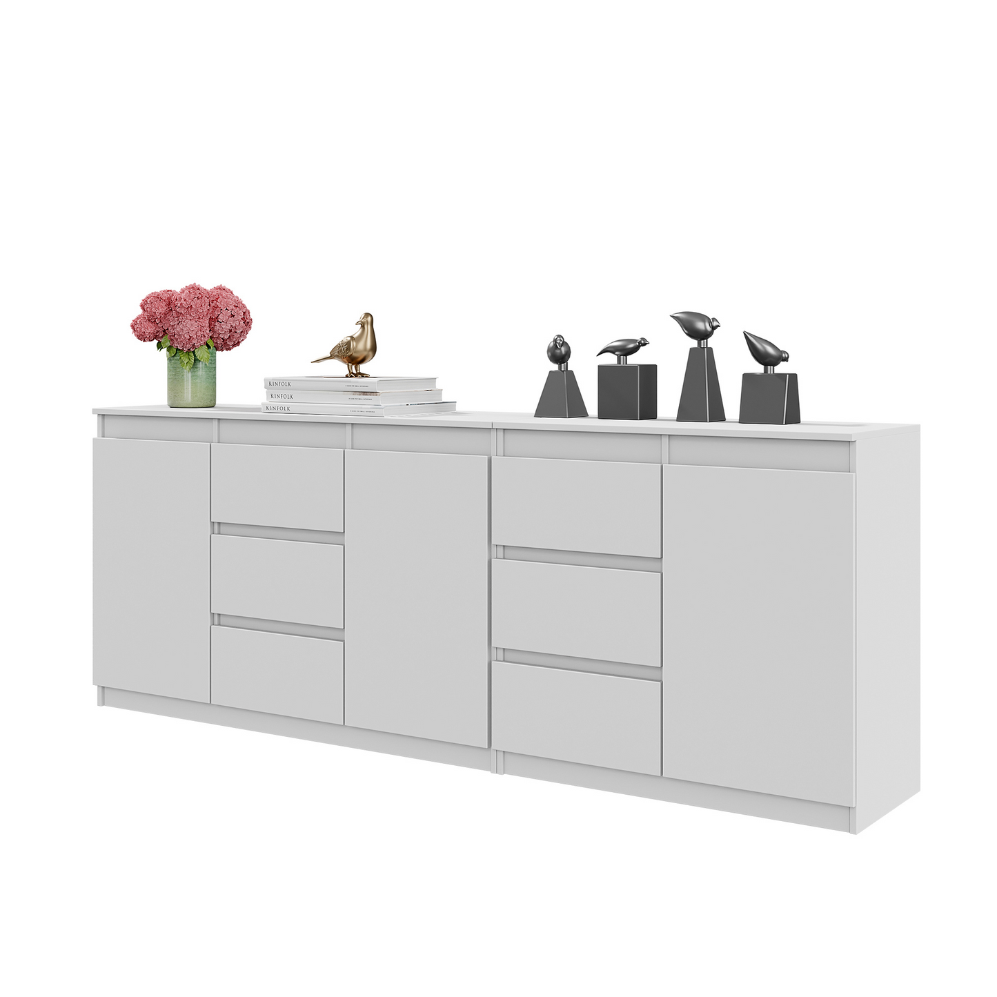 MIKEL - Kommode / Sideboard mit 6 Schubladen und 3 Türen - Weiß Matt