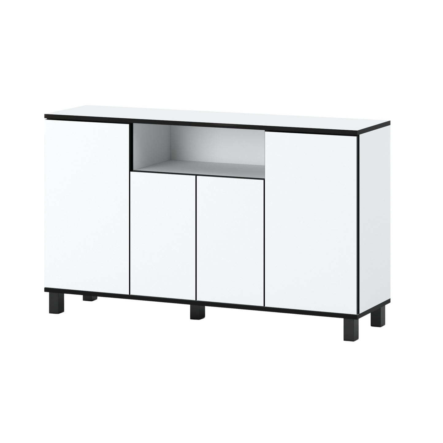 CALVIN – TV-Schrank mit 4 Türen – Wohnzimmer Sideboard - Weiß Matt