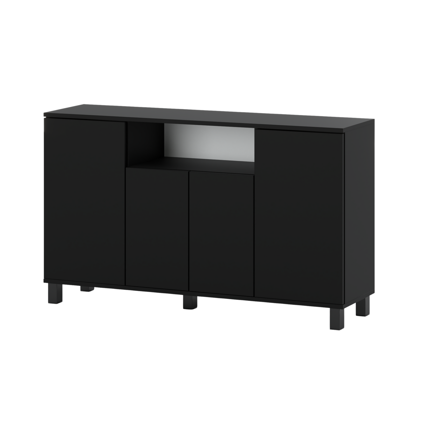 CALVIN – TV-Schrank mit 4 Türen – Wohnzimmer Sideboard - Schwarz Matt