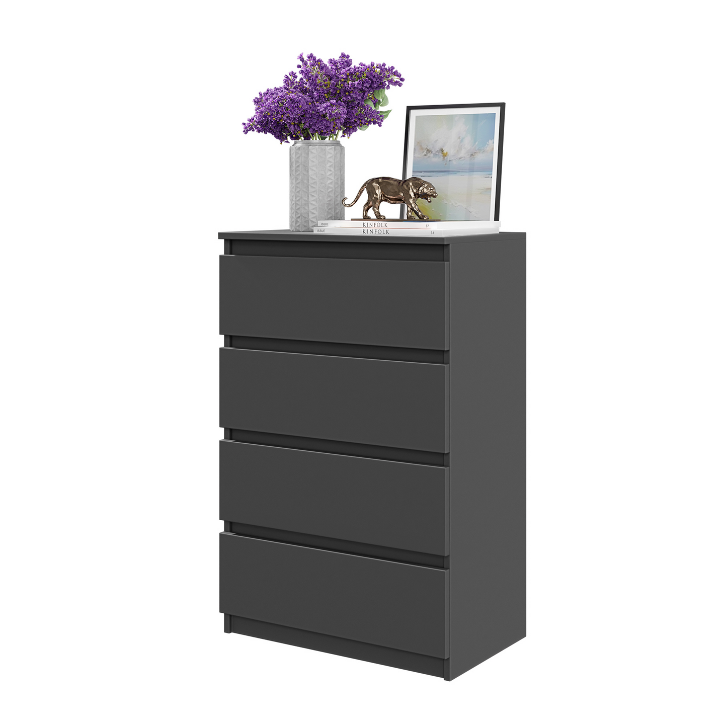GABRIEL - Kommode / Sideboard mit 4 Schubladen - Anthrazit Grau