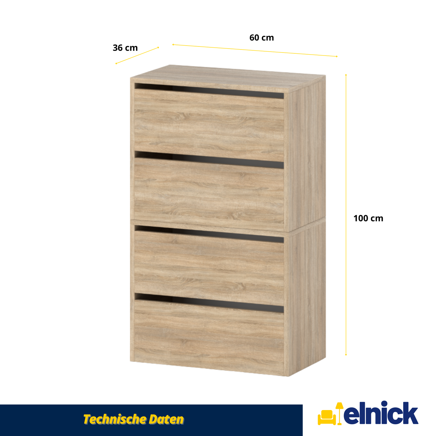 JACK - Schuhschrank - 4-stufig Schuhkipper - Sonoma Eiche