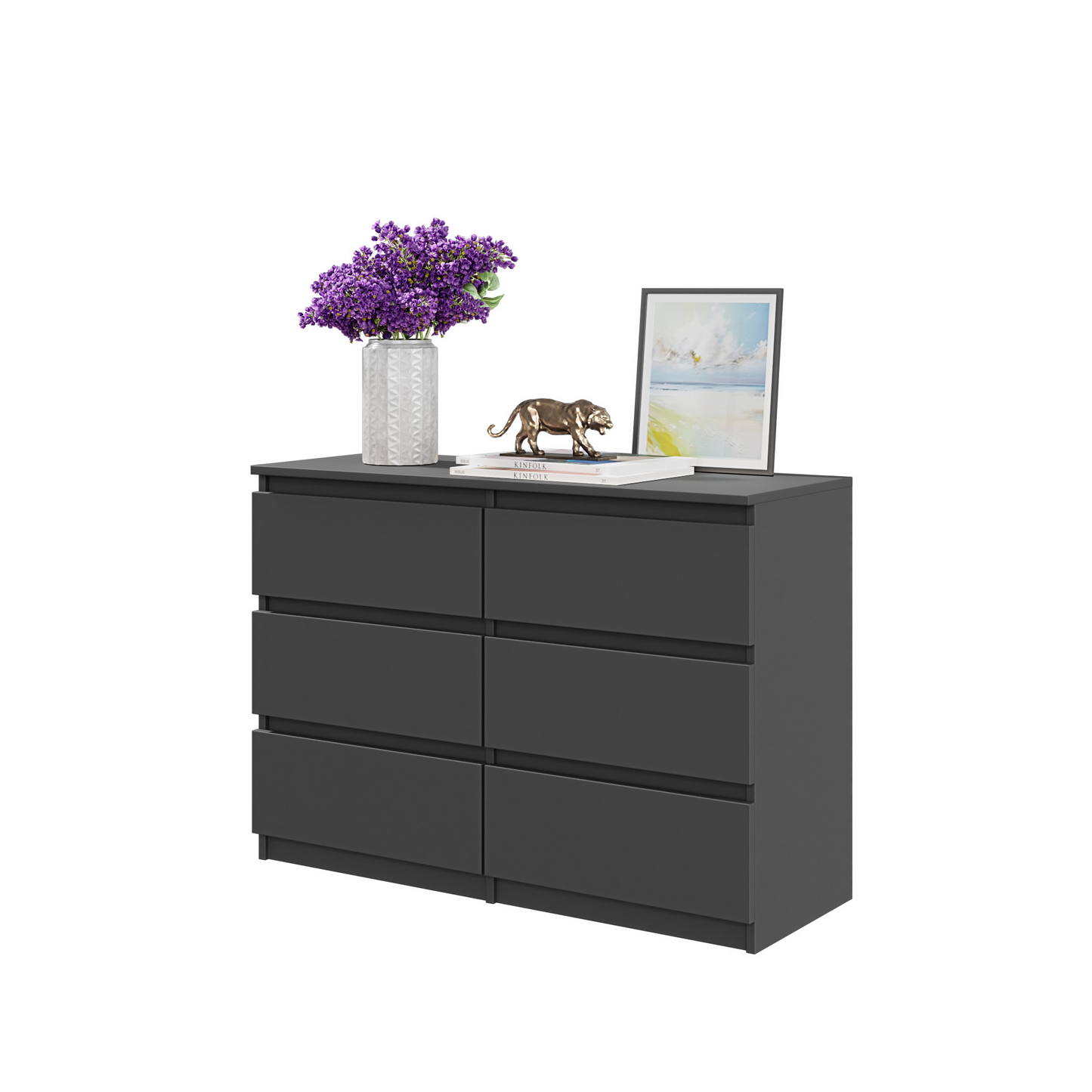 GABRIEL - Kommode / Sideboard mit 6 Schubladen - Anthrazit Grau