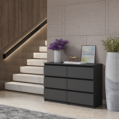GABRIEL - Kommode / Sideboard mit 6 Schubladen - Anthrazit Grau