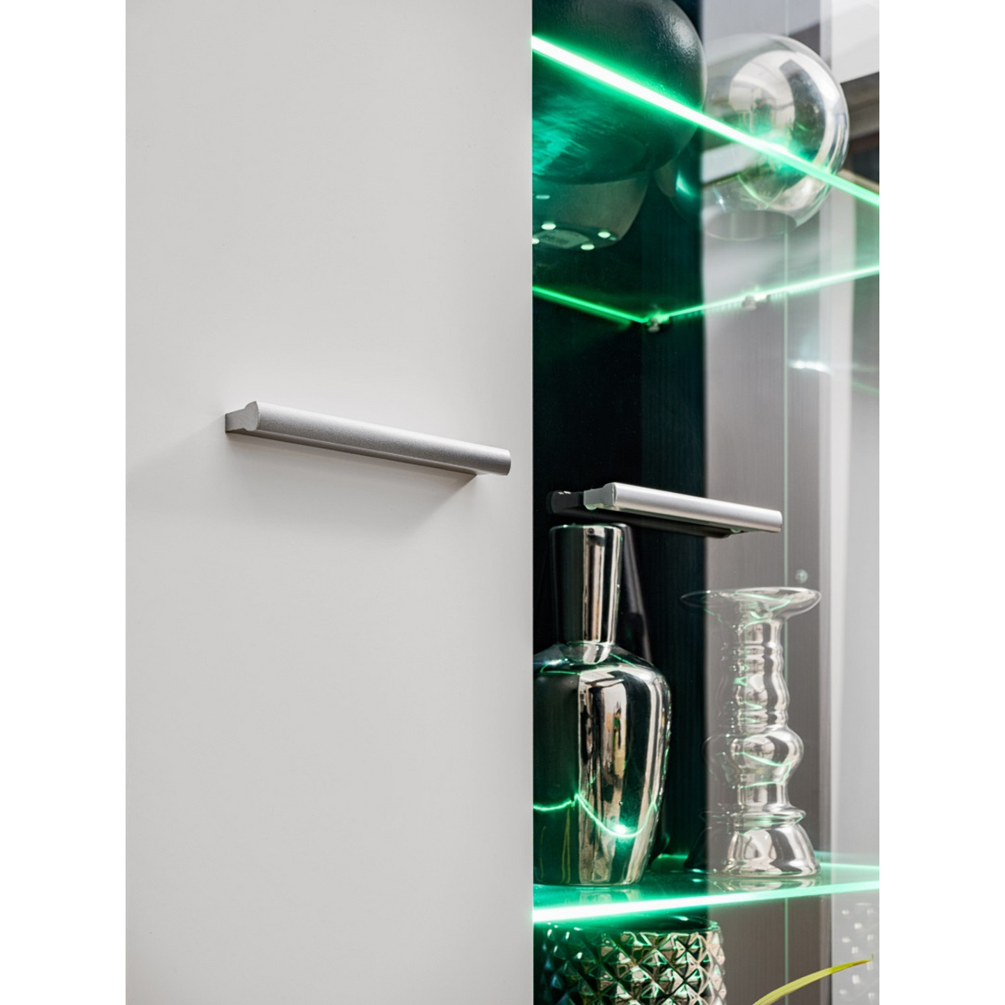Wohnwand SOLIDO TWIN - Wohnzimmer-Möbel-Set - Norwegische Kiefer / Weiß Gloss
