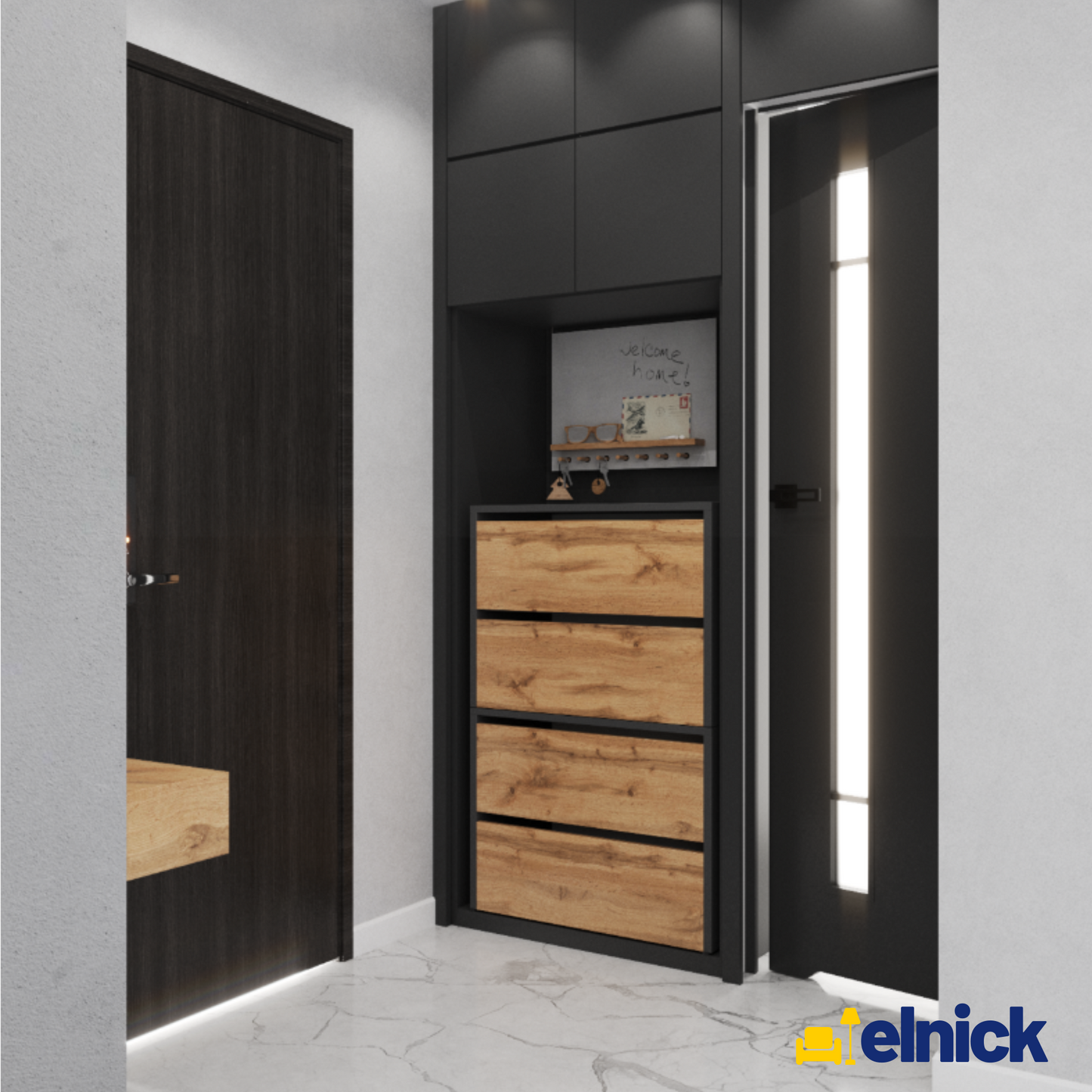 JACK - Schuhschrank - 4-stufig Schuhkipper - Anthrazit Grau / Wotan Eiche