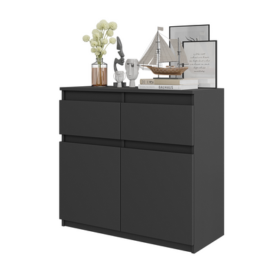 NOAH - Kommode / Sideboard mit 2 Schubladen und 2 Türen - Anthrazit Grau