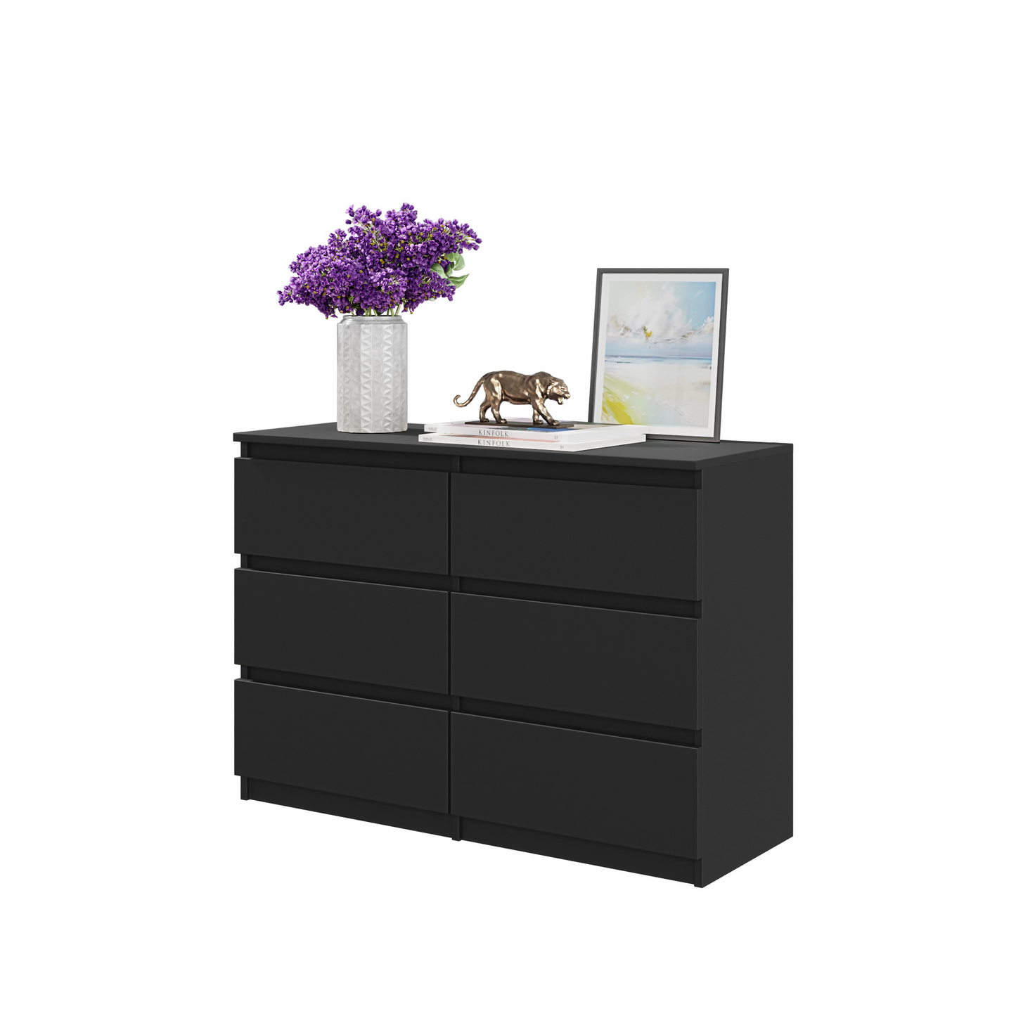 GABRIEL - Kommode / Sideboard mit 6 Schubladen - Schwarz Matt
