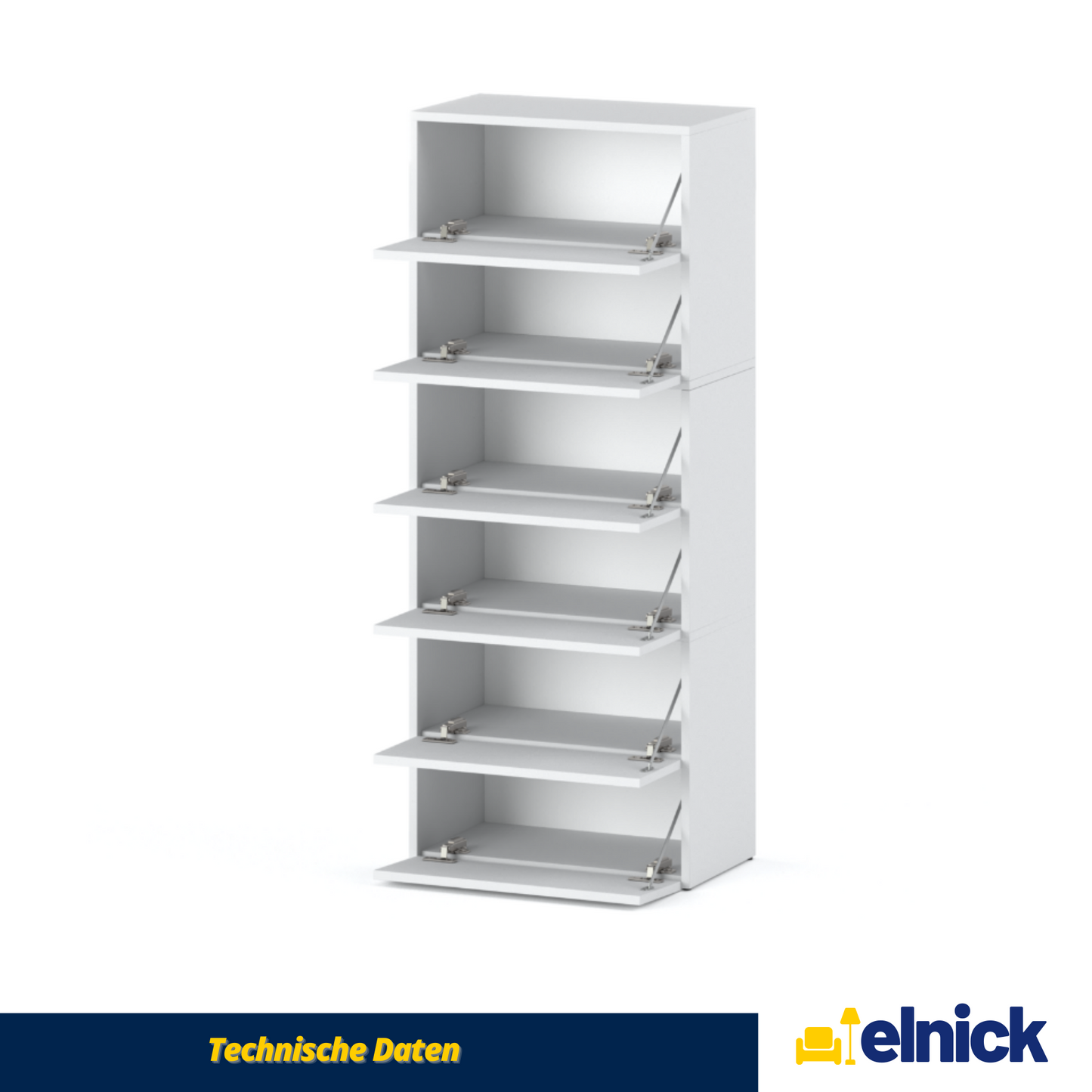 JACK - Schuhschrank - 6-stufig Schuhkipper - Weiß Matt