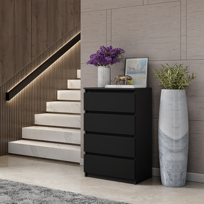 GABRIEL - Kommode / Sideboard mit 4 Schubladen - Schwarz Matt