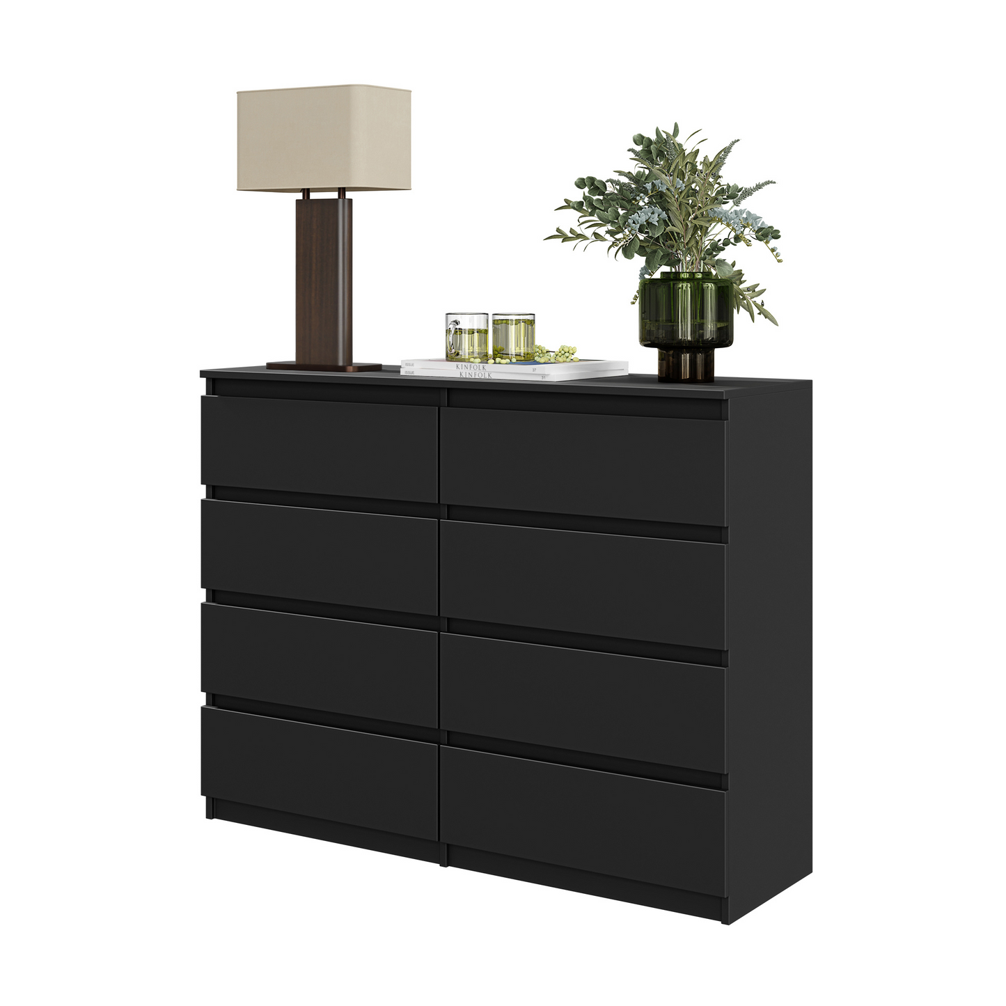 GABRIEL - Kommode / Sideboard mit 8 Schubladen - Schwarz Matt