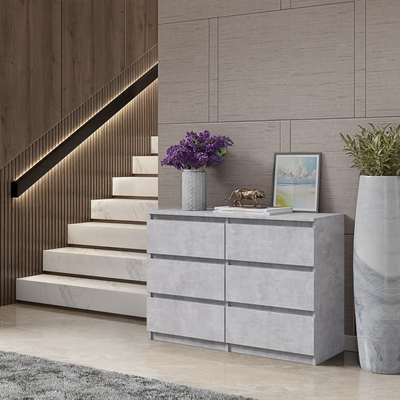 GABRIEL - Kommode / Sideboard mit 6 Schubladen - Beton-Optik