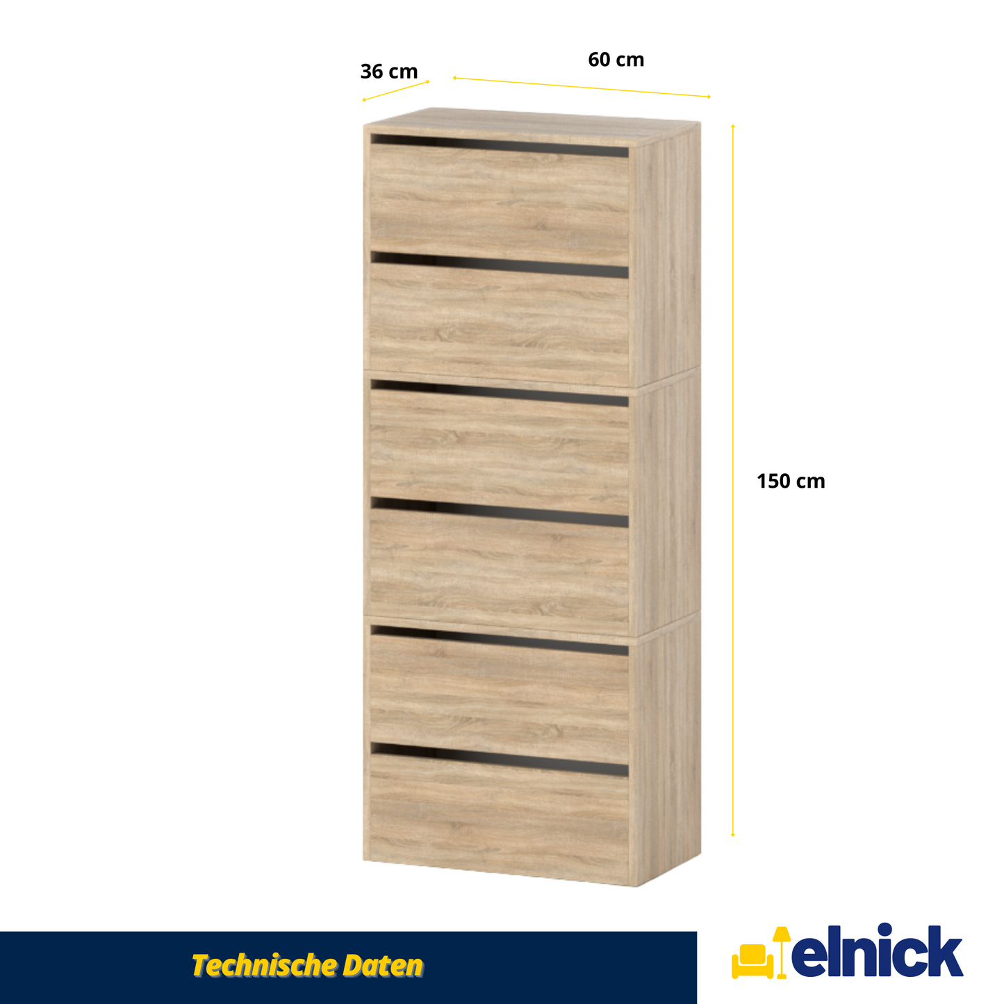 JACK - Schuhschrank - 6-stufig Schuhkipper - Sonoma Eiche