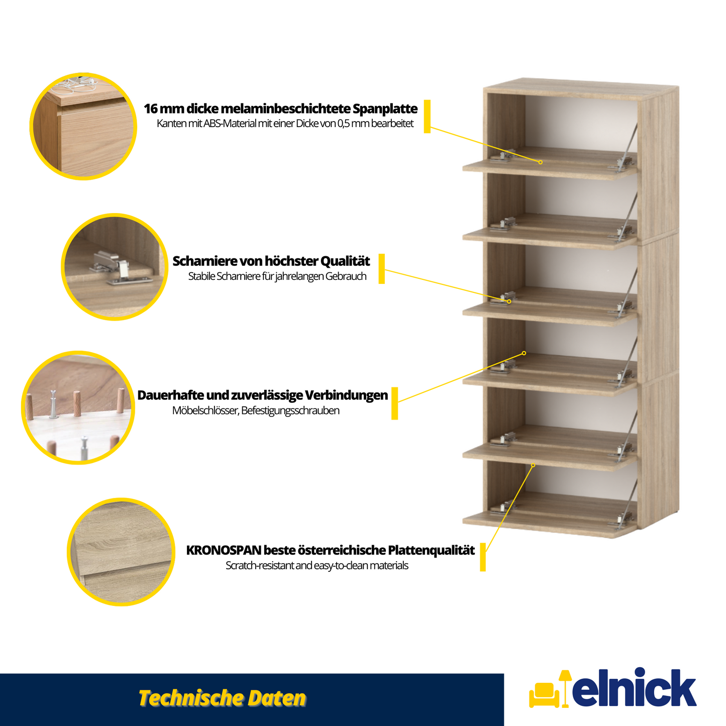 JACK - Schuhschrank - 6-stufig Schuhkipper - Sonoma Eiche