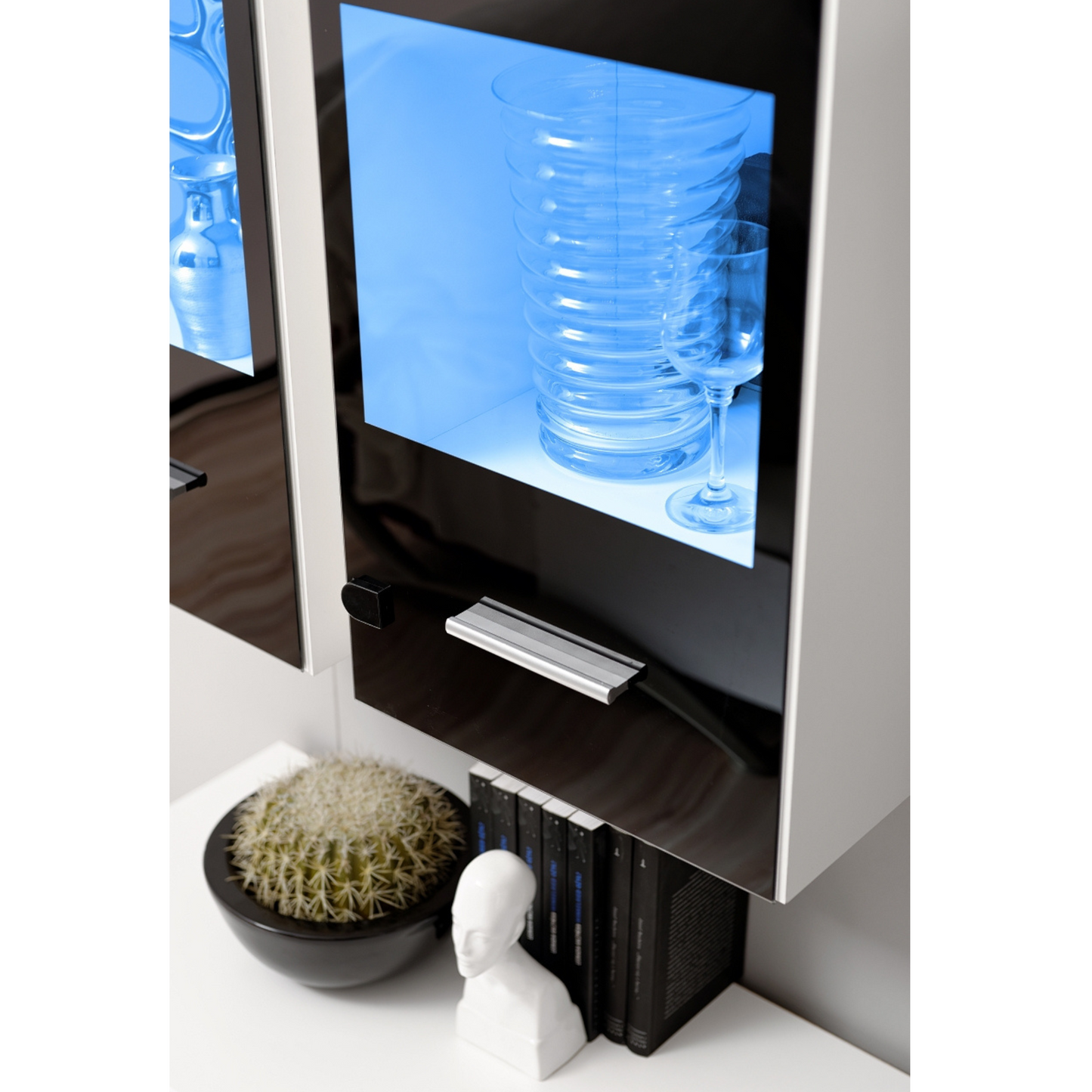 Wohnwand RENO - Wohnzimmer-Möbel-Set - Weiß Matt / Schwarz Gloss