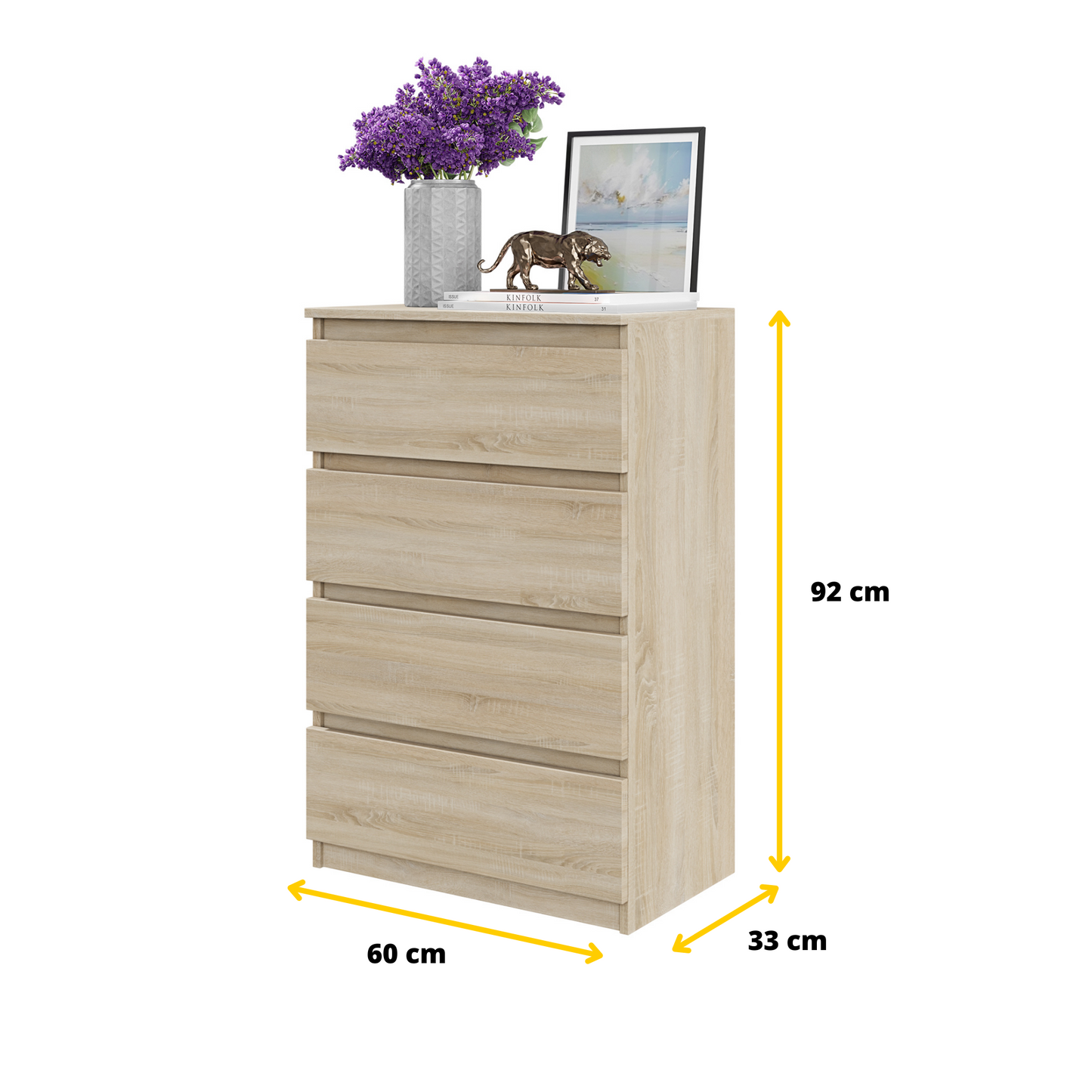 GABRIEL - Kommode / Sideboard mit 4 Schubladen - Sonoma Eiche
