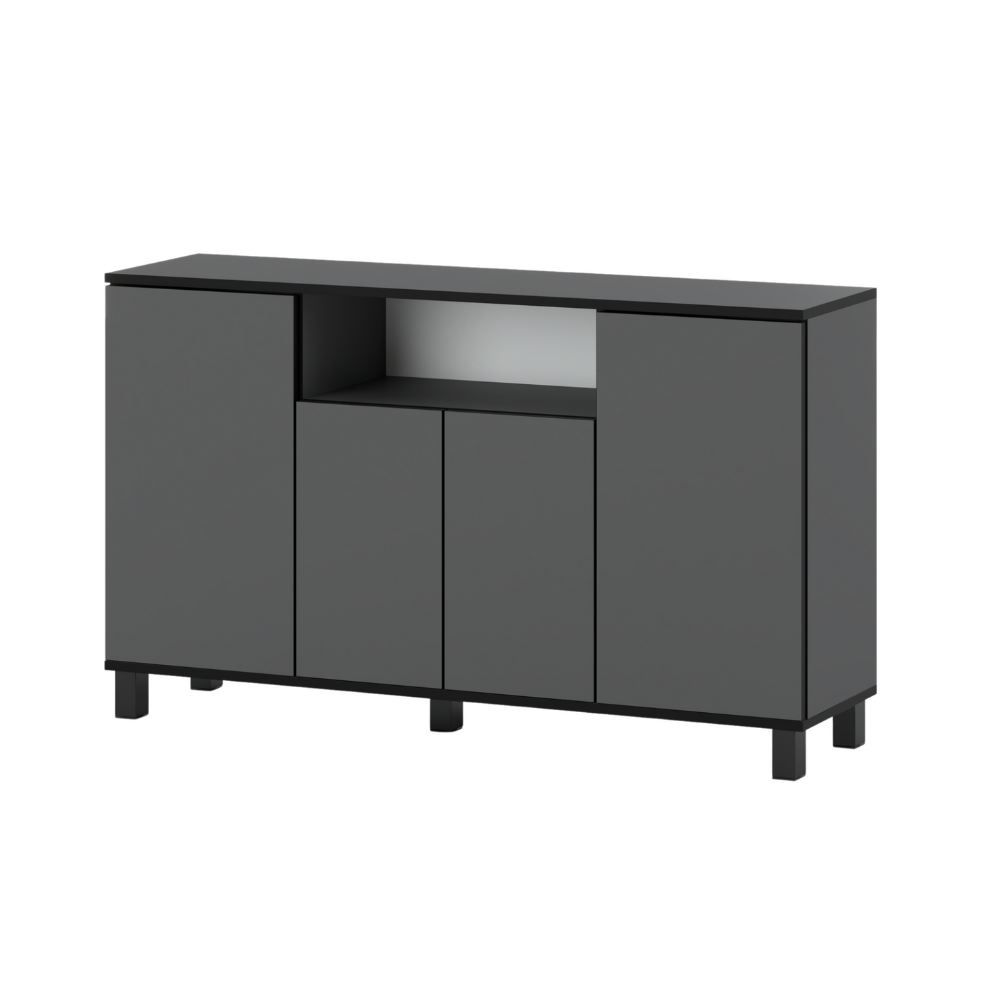 CALVIN – TV-Schrank mit 4 Türen – Wohnzimmer Sideboard - Anthrazit Grau