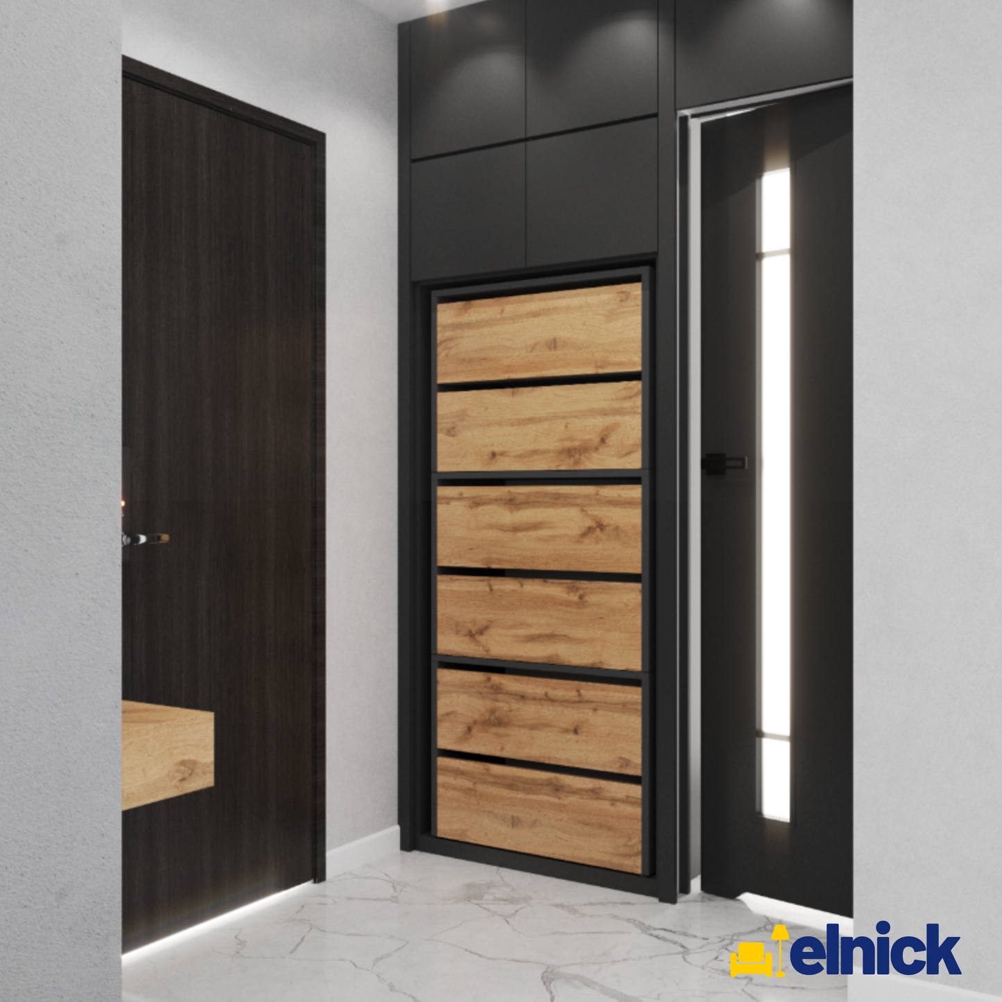 JACK - Schuhschrank - 6-stufig Schuhkipper - Anthrazit Grau / Wotan Eiche