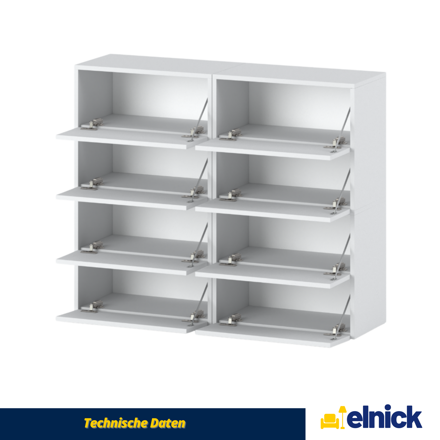 JACK - Schuhschrank - 8-stufig Schuhkipper - Weiß Matt