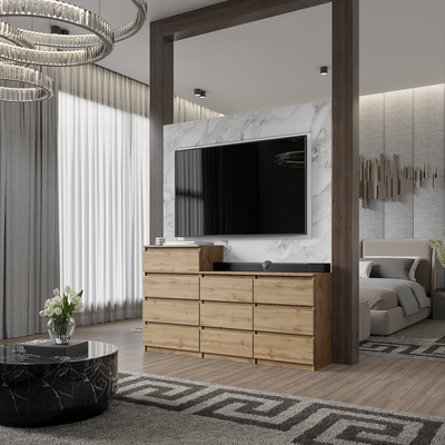 GABRIEL - Kommode / Sideboard mit 10 Schubladen (6+4) - Lancelot Eiche