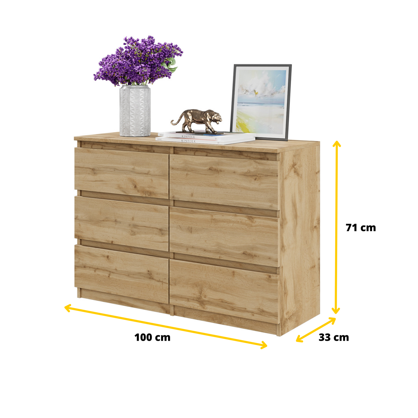 GABRIEL - Kommode / Sideboard mit 6 Schubladen - Lancelot Eiche
