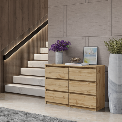 GABRIEL - Kommode / Sideboard mit 6 Schubladen - Lancelot Eiche
