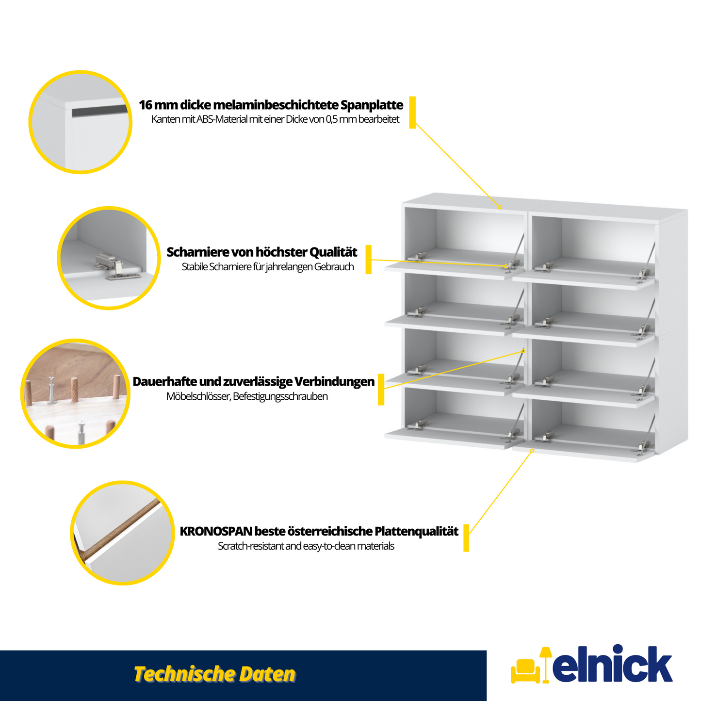 JACK - Schuhschrank - 8-stufig Schuhkipper - Weiß Matt