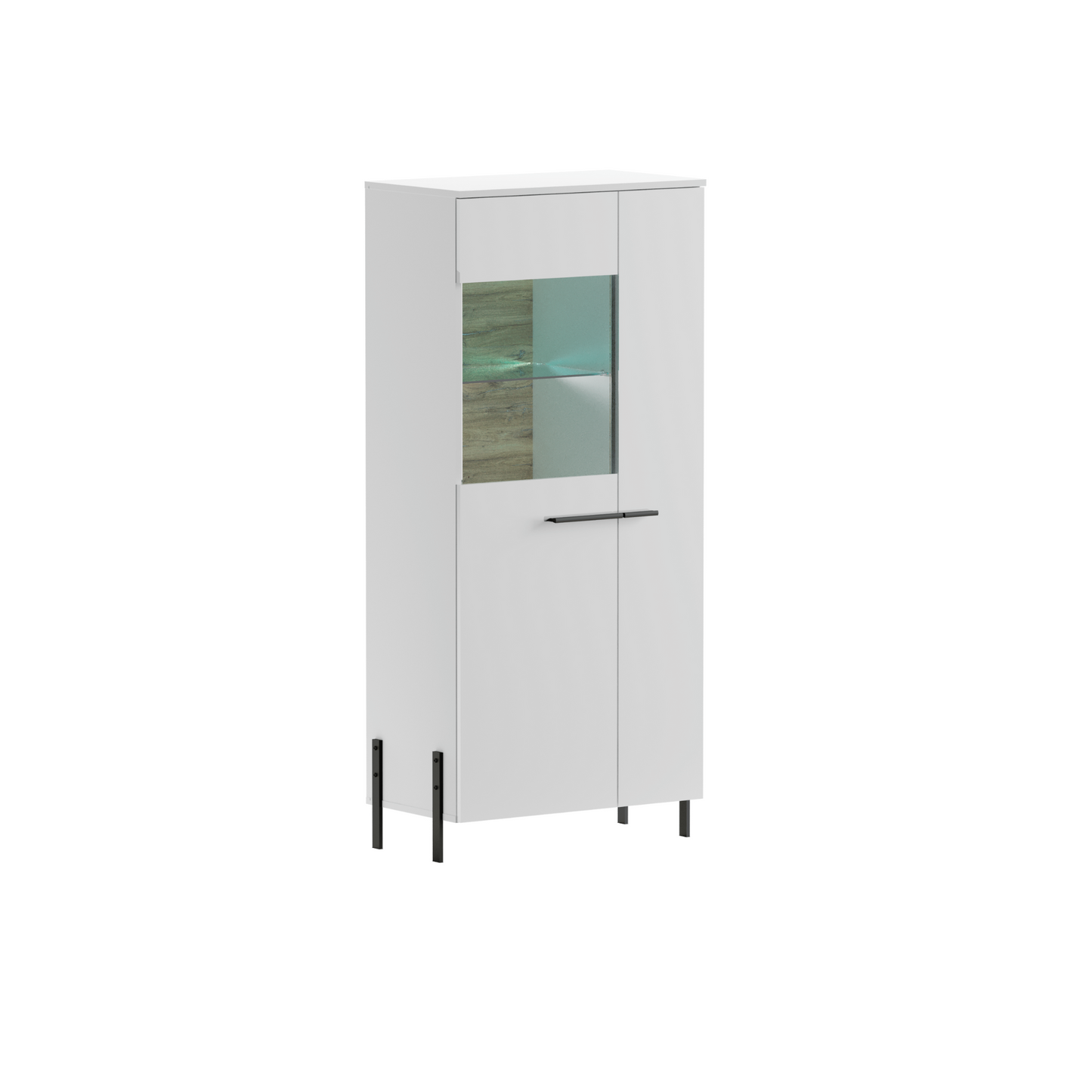 JUSTINE - Wohnzimmer-Möbel-Set - Weiß matt / Weiß glänzend