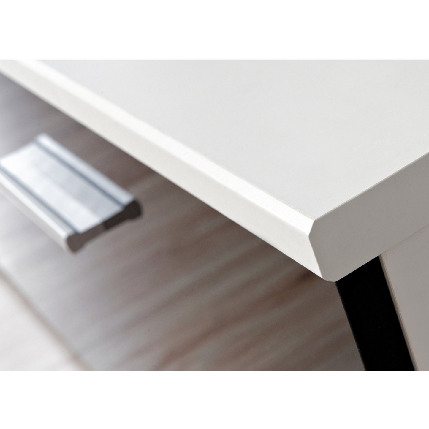Wohnwand RENO - Wohnzimmer-Möbel-Set - Weiß Matt / Schwarz Gloss