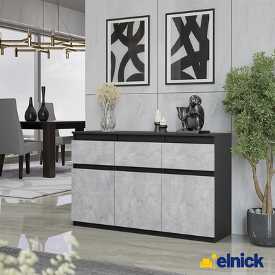NOAH - Kommode / Sideboard mit 3 Schubladen und 3 Türen - Anthrazit Grau / Beton-Optik