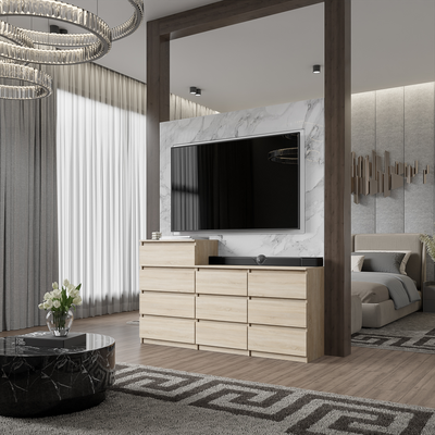 GABRIEL - Kommode / Sideboard mit 10 Schubladen (6+4) - Sonoma Eiche