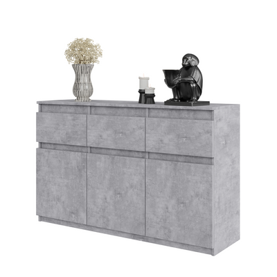NOAH - Kommode / Sideboard mit 3 Schubladen und 3 Türen - Beton-Optik
