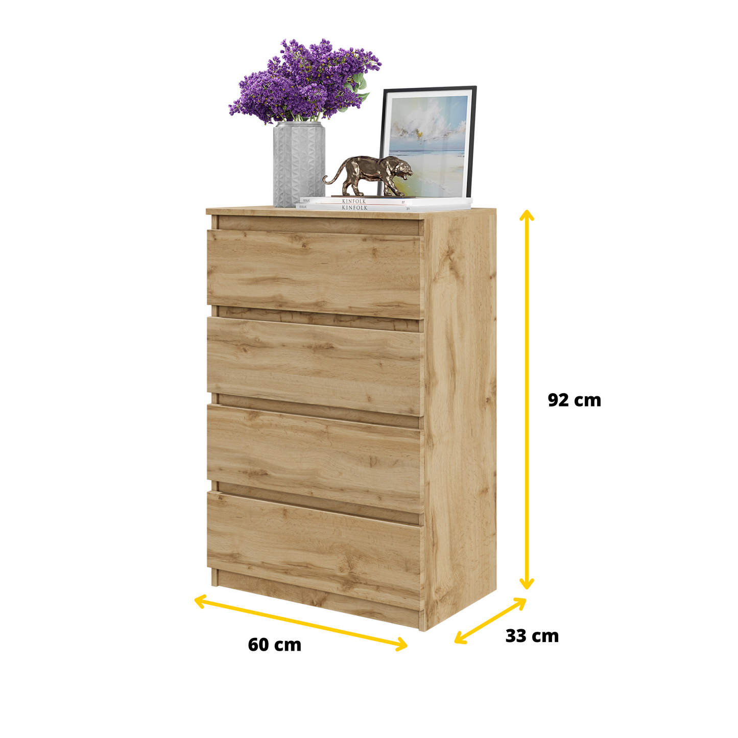 GABRIEL - Kommode / Sideboard mit 4 Schubladen - Lancelot Eiche