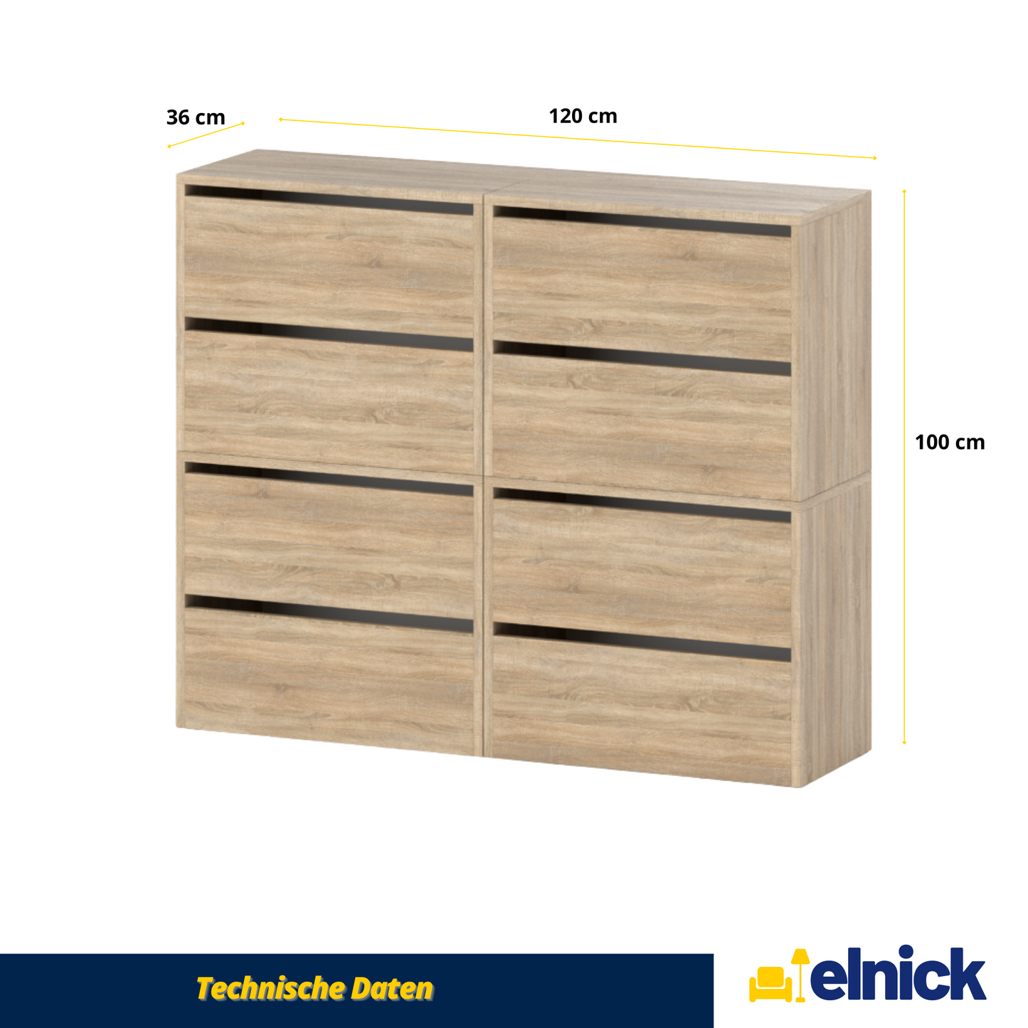 JACK - Schuhschrank - 8-stufig Schuhkipper - Sonoma Eiche