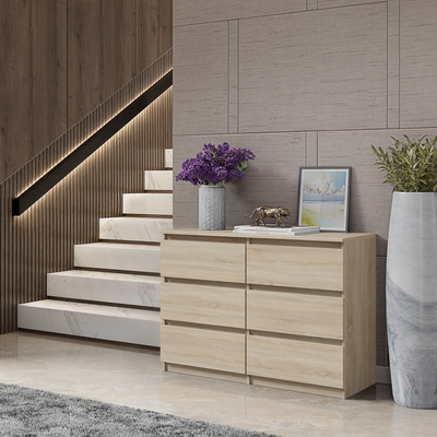 GABRIEL - Kommode / Sideboard mit 6 Schubladen - Sonoma Eiche