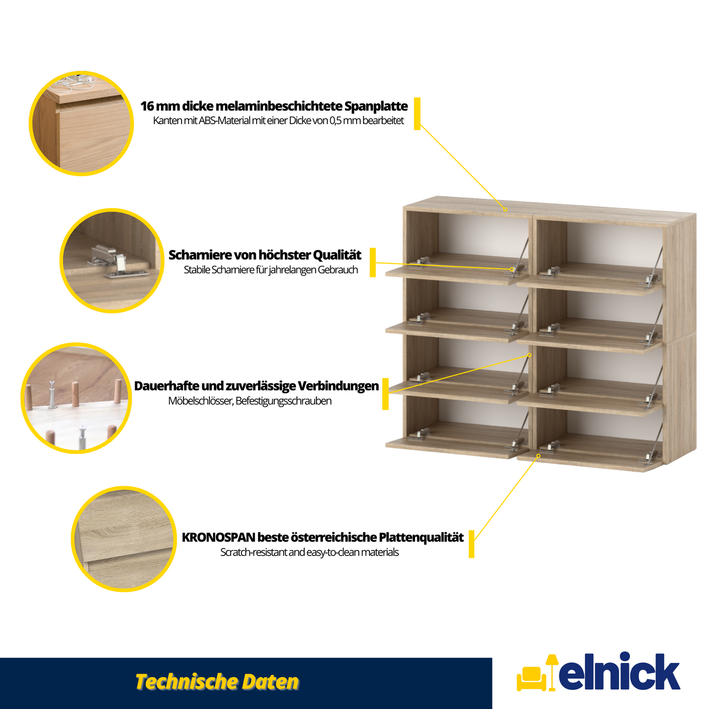 JACK - Schuhschrank - 8-stufig Schuhkipper - Sonoma Eiche
