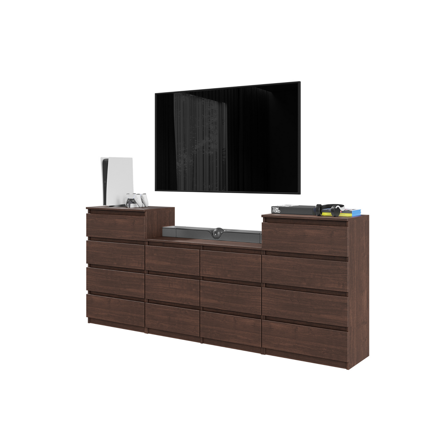 GABRIEL - Kommode / Sideboard mit 14 Schubladen (4+6+4) - Wenge