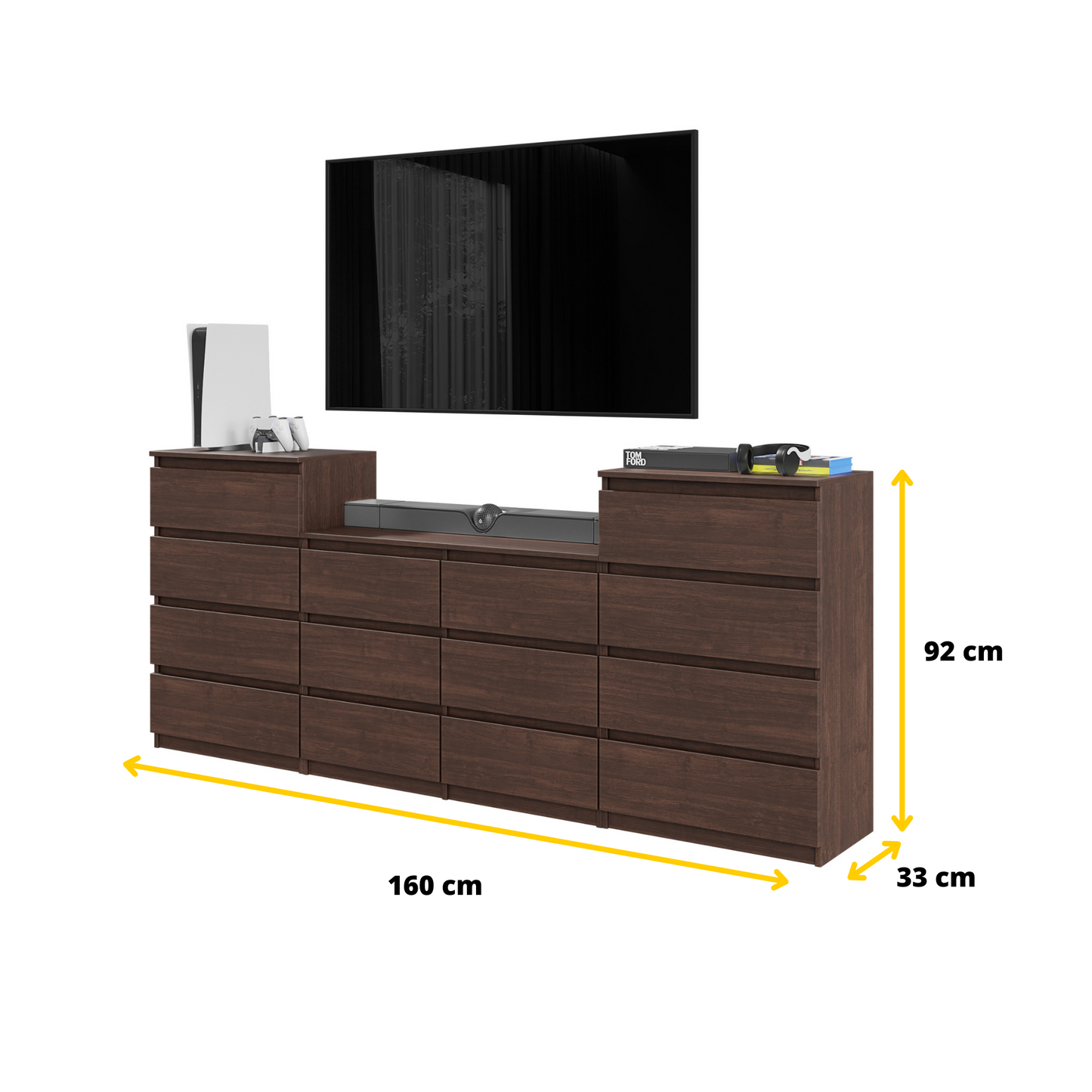 GABRIEL - Kommode / Sideboard mit 14 Schubladen (4+6+4) - Wenge