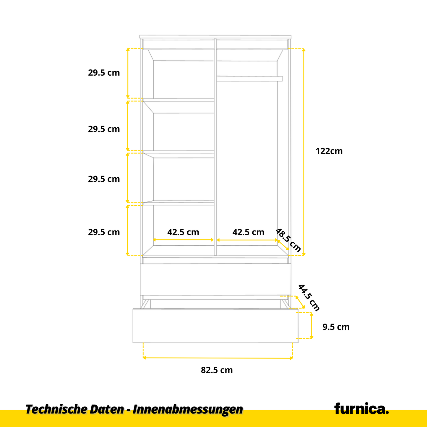 JOELLE Kleiderschrank 90cm – Weiß Matt / Anthrazit
